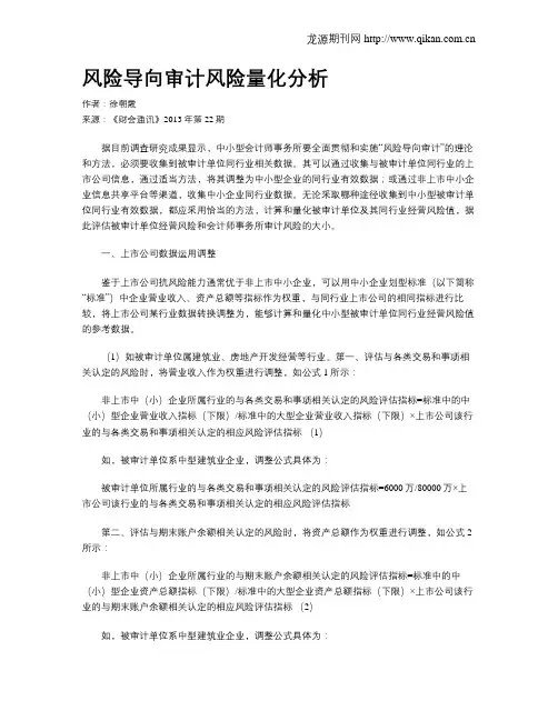 风险导向审计风险量化分析