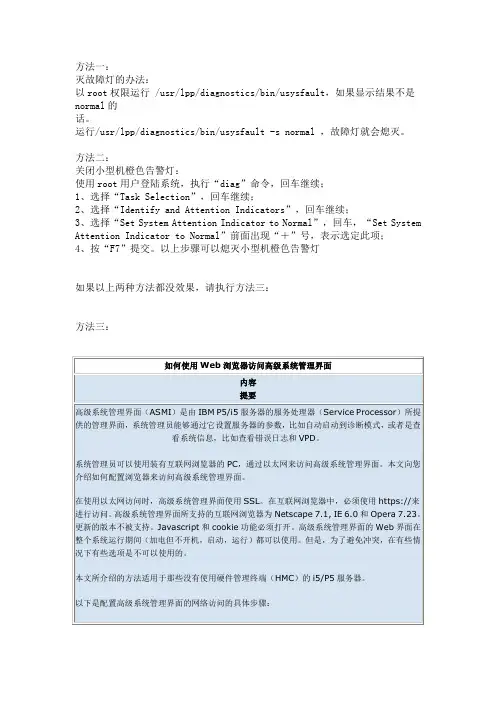 IBM服务器故障灯熄灭方法
