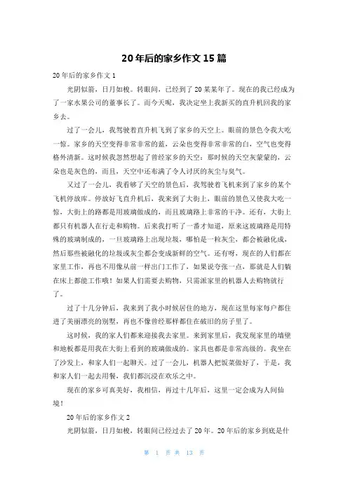 20年后的家乡作文15篇