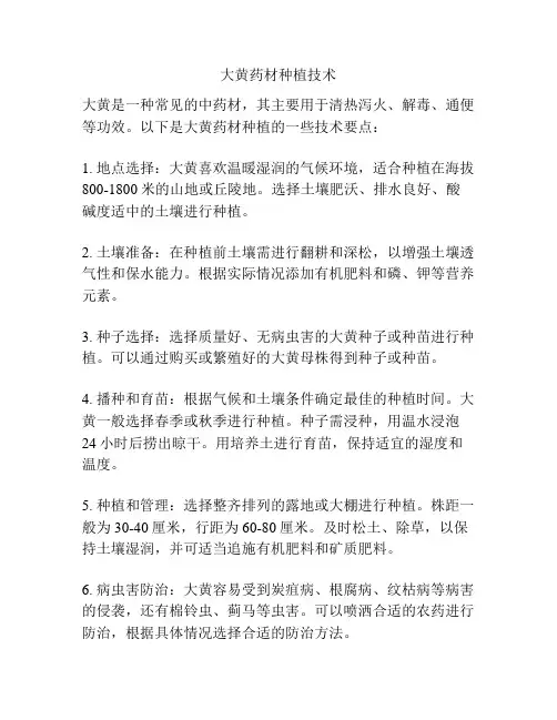 大黄药材种植技术