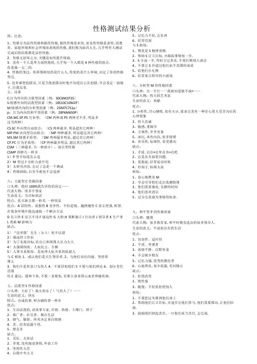 性格测试40题结果分析