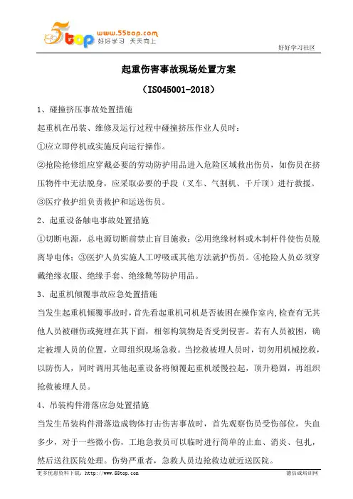 起重伤害事故现场处置方案