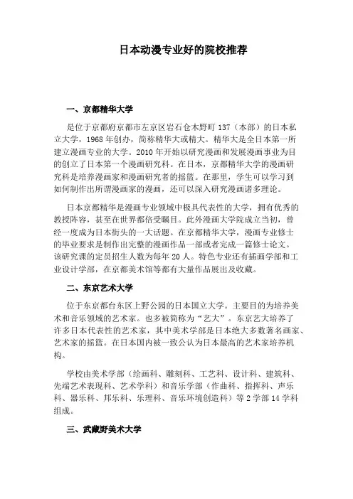 日本动漫专业好的院校推荐