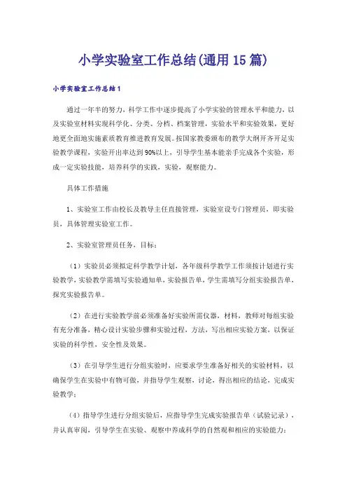 小学实验室工作总结(通用15篇)