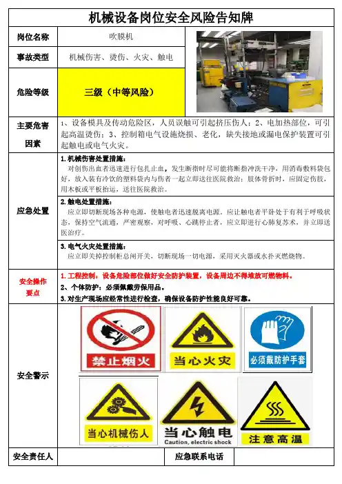 吹膜机安全风险告之卡