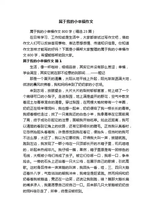 属于我的小幸福作文800字（精选23篇）