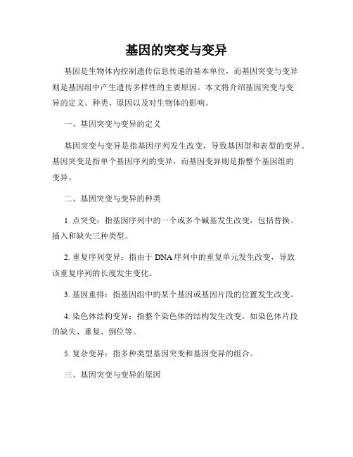 基因的突变与变异