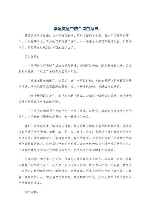 桑道坑道中的全诗的意思