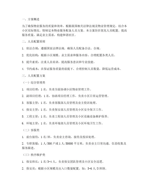 物业服务配备人员方案模板