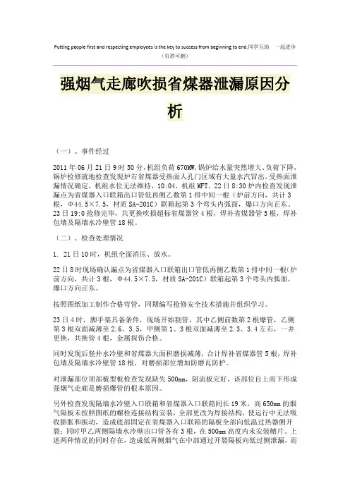 强烟气走廊吹损省煤器泄漏原因分析