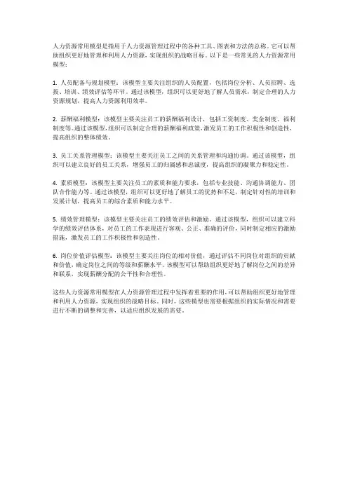 人力资源常用模型