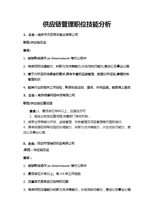 供应链管理职位分析