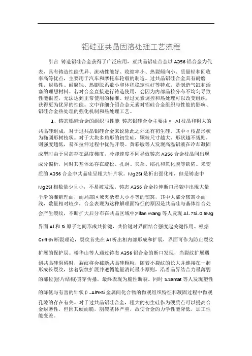 铝硅亚共晶固溶处理工艺流程