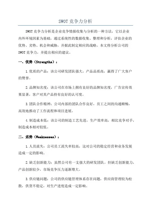 SWOT竞争力分析
