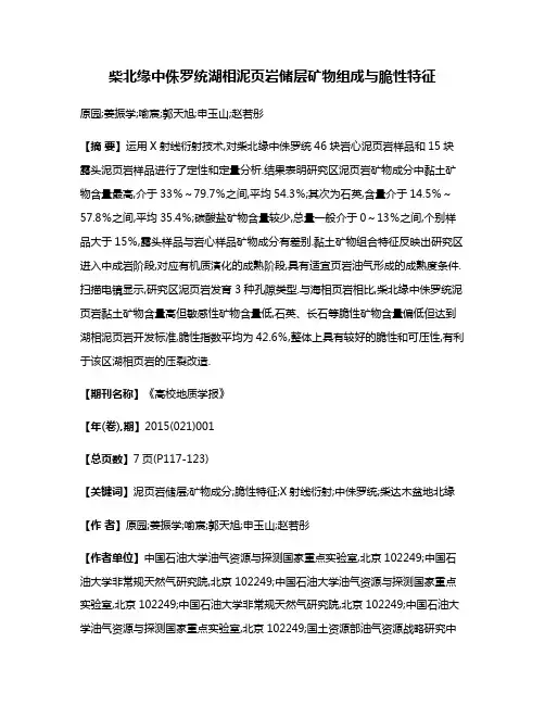 柴北缘中侏罗统湖相泥页岩储层矿物组成与脆性特征