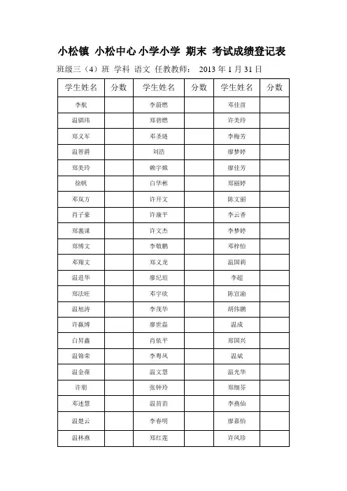 三(4)成绩登记表
