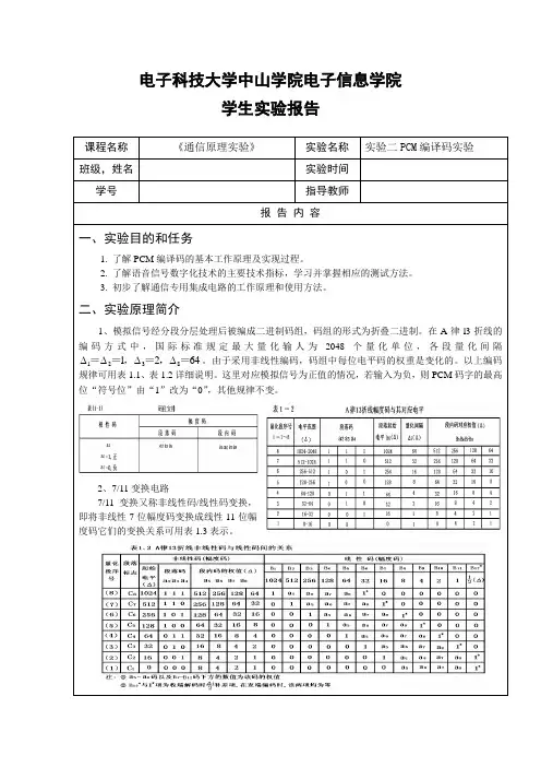 PCM编译码实验