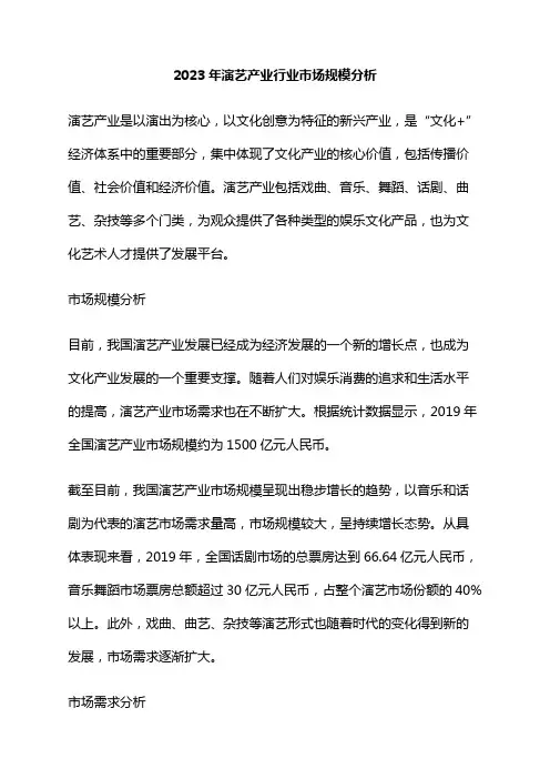 2023年演艺产业行业市场规模分析