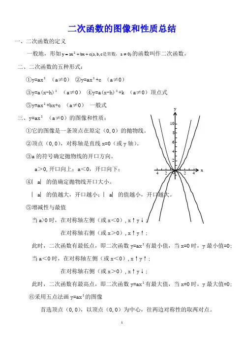 二次函数的图像和性质总结精心整理