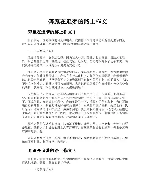 奔跑在追梦的路上作文