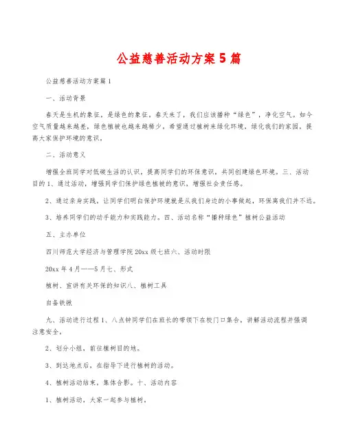 公益慈善活动方案5篇