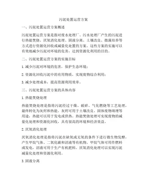 污泥处置运营方案