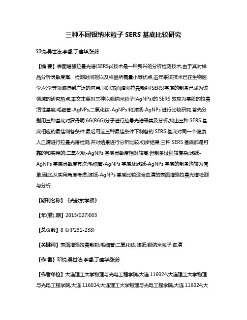 三种不同银纳米粒子SERS基底比较研究