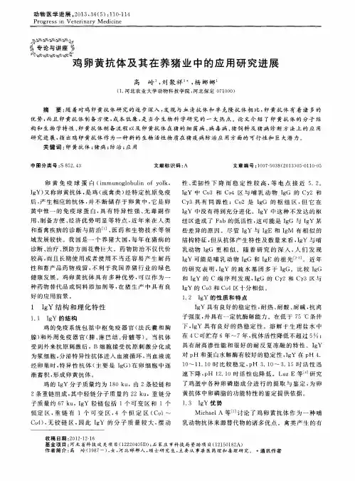 鸡卵黄抗体及其在养猪业中的应用研究进展