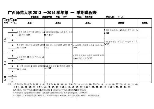 外国语学院13-14上课程表9班