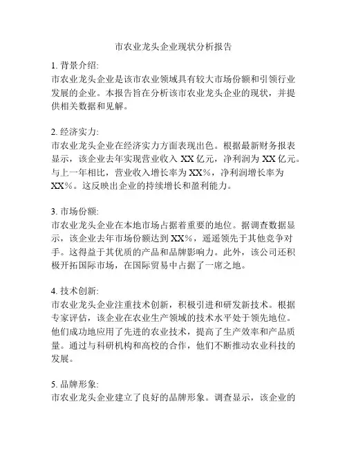 市农业龙头企业现状分析报告