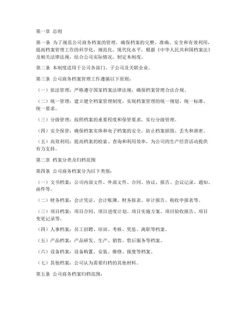 商务档案管理制度
