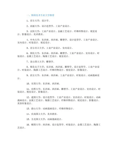 韩国美术类比较好的学校有哪些