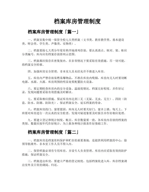 档案库房管理制度