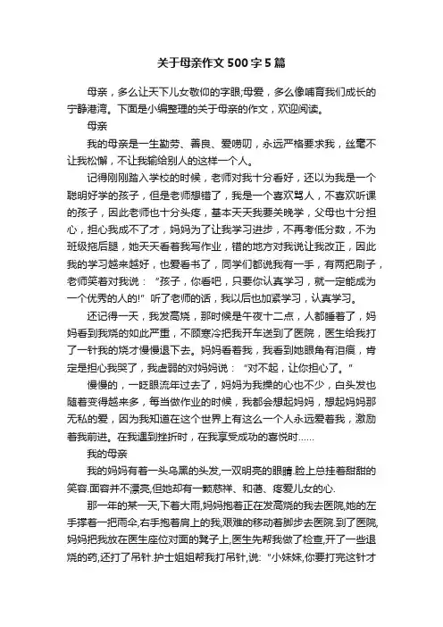 关于母亲作文500字5篇