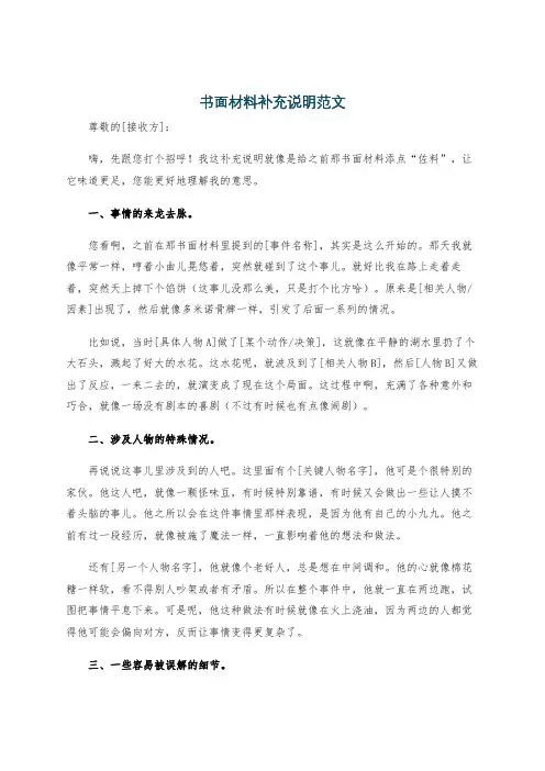 书面材料补充说明范文