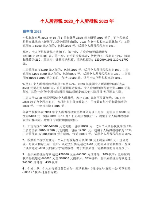 个人所得税2023_个人所得税2023年
