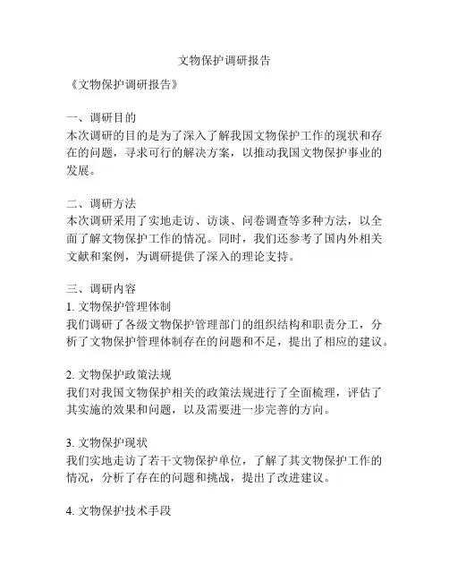 文物保护调研报告