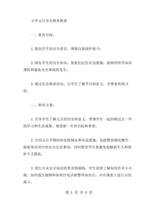 小学元旦安全教育教案