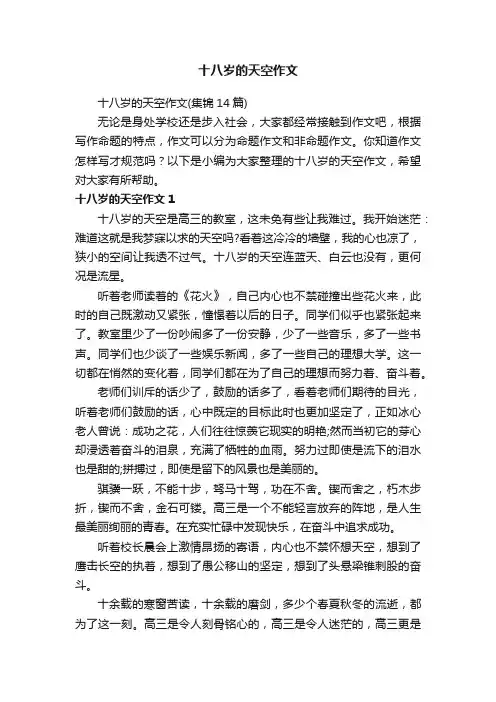 十八岁的天空作文（集锦14篇）