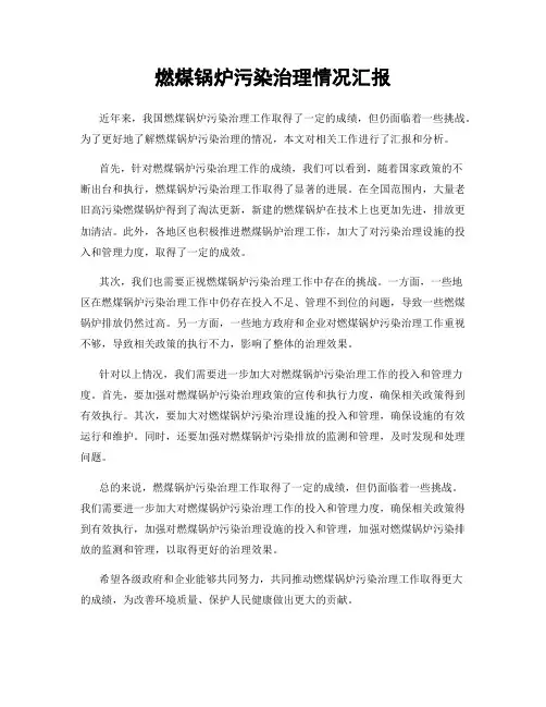燃煤锅炉污染治理情况汇报