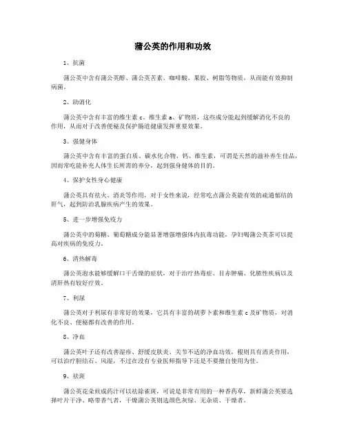 蒲公英的作用和功效