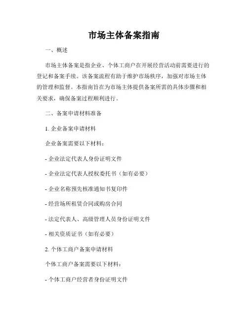 市场主体备案指南