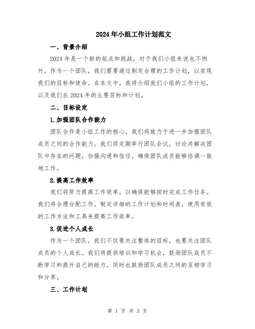 2024年小组工作计划范文