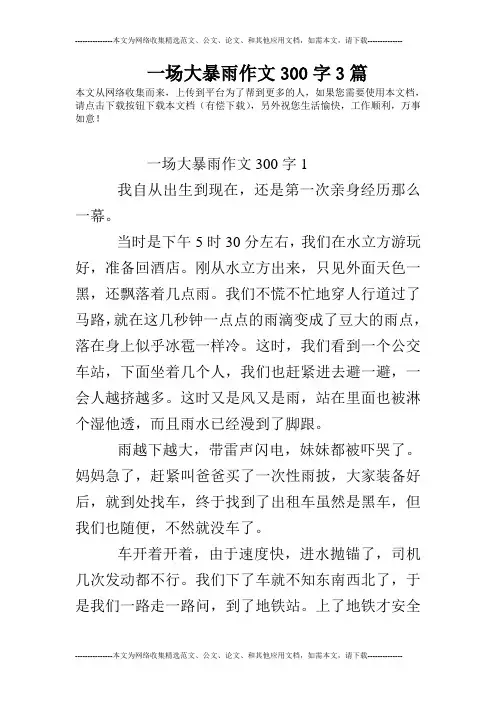 一场大暴雨作文300字3篇