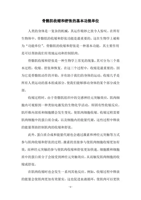 骨骼肌收缩和舒张的基本功能单位