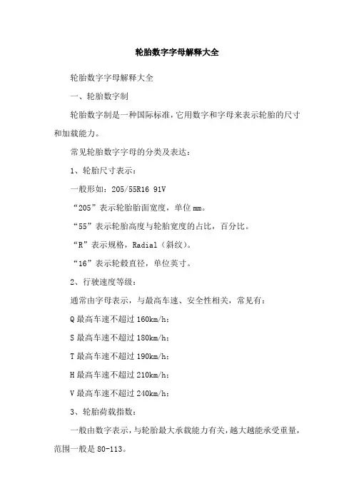 轮胎数字字母解释大全
