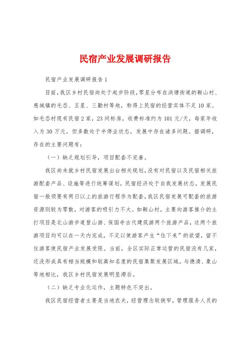 民宿产业发展调研报告