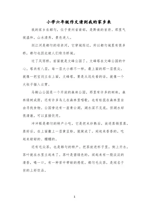小学六年级作文请到我的家乡来