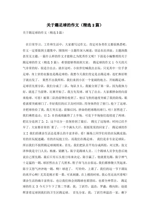关于踢足球的作文(精选3篇)