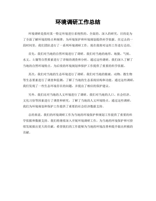 环境调研工作总结